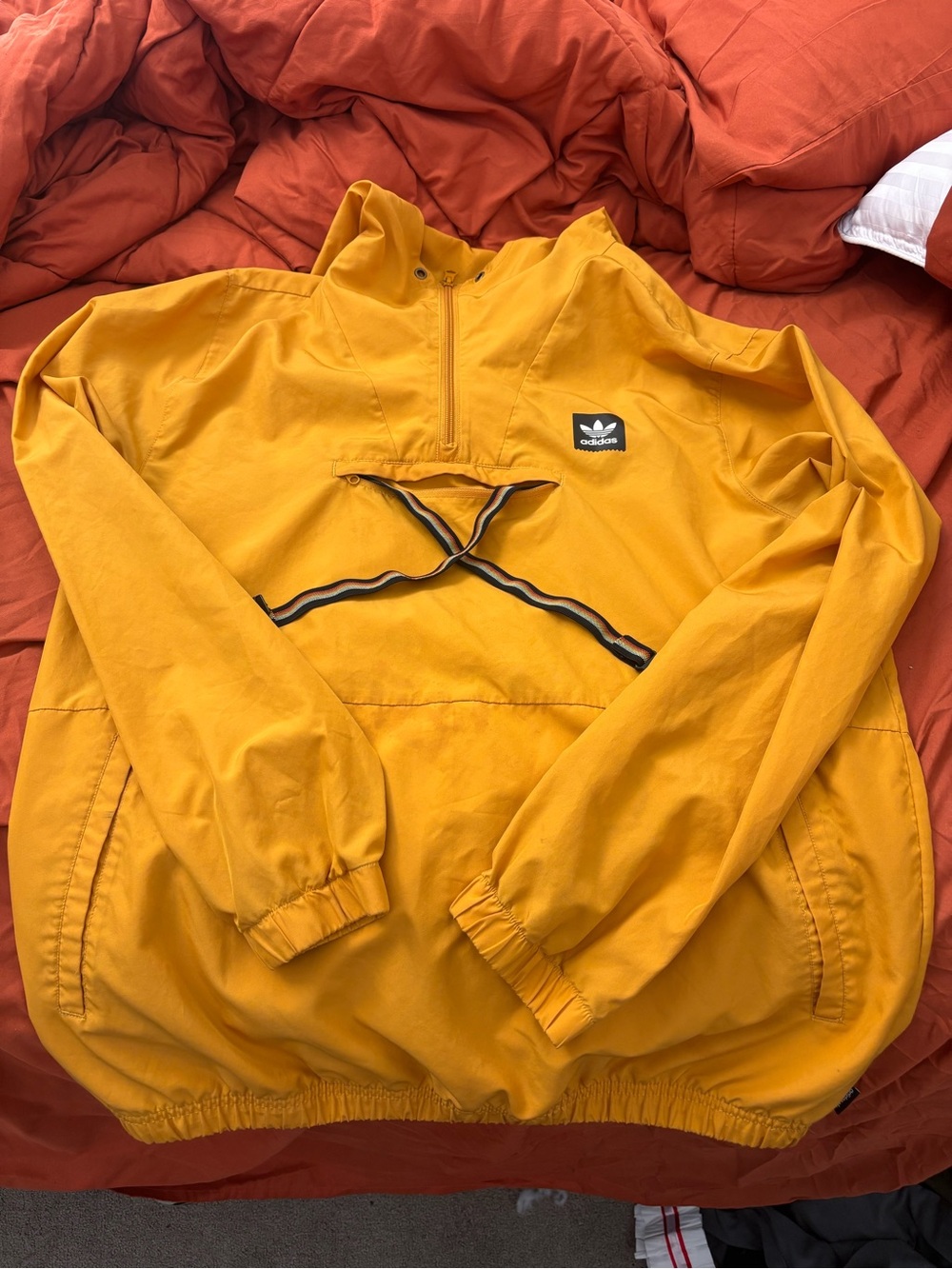 adidas Yellow Mustard Pullover Windbreaker Jacket